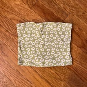 Light green floral tube top